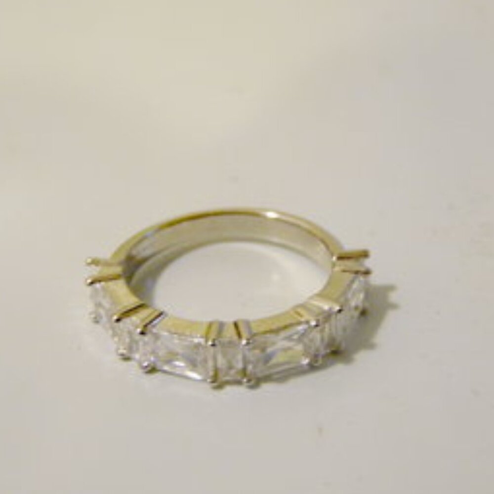 Diamonique Baguette-Cut Eternity Band Size 8